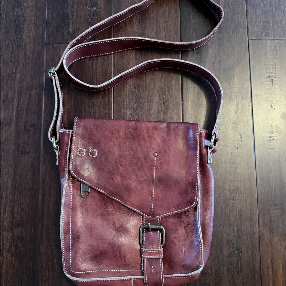 BedStu Burgundy Leather Crossbody Bag